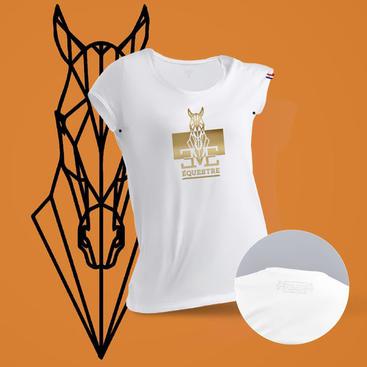 Remera Dama Blanco Geometrico Adelante Oro