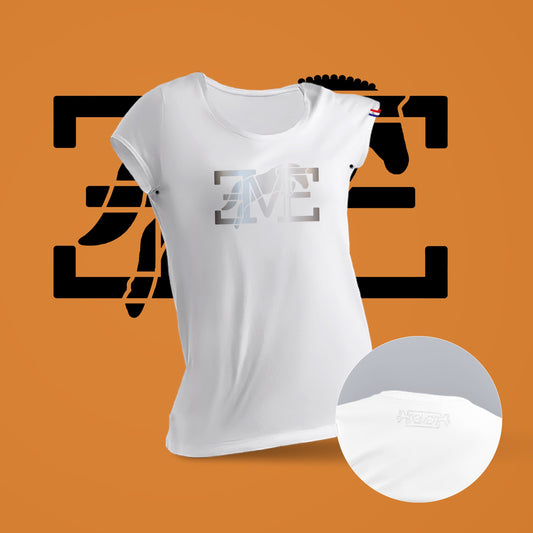 Remera Dama Blanca Monogram Plata